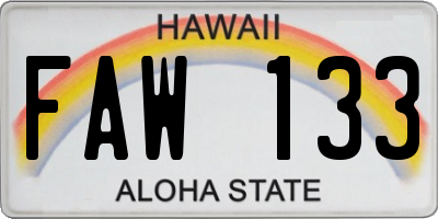 HI license plate FAW133