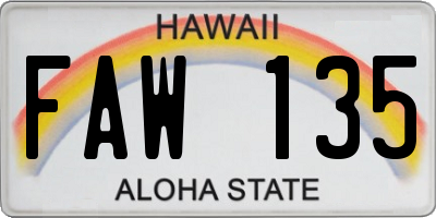 HI license plate FAW135