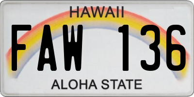 HI license plate FAW136