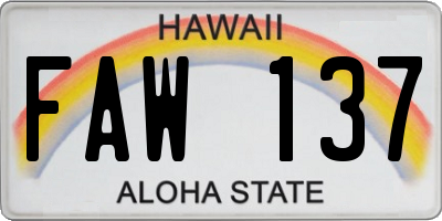 HI license plate FAW137