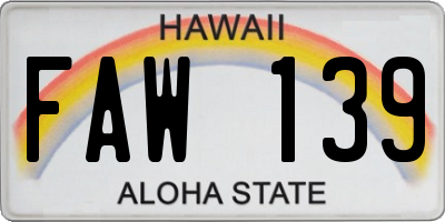 HI license plate FAW139