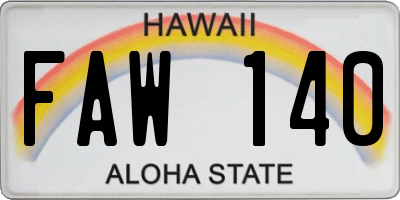 HI license plate FAW140
