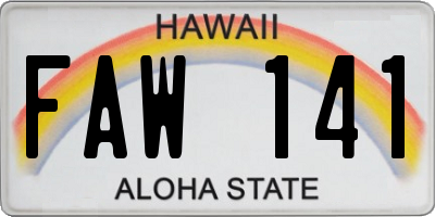 HI license plate FAW141