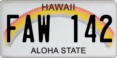 HI license plate FAW142