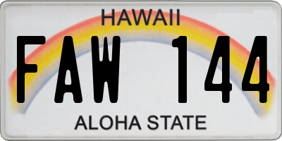 HI license plate FAW144