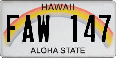 HI license plate FAW147