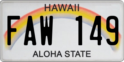 HI license plate FAW149