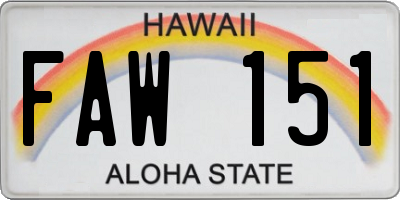 HI license plate FAW151