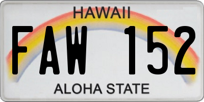 HI license plate FAW152