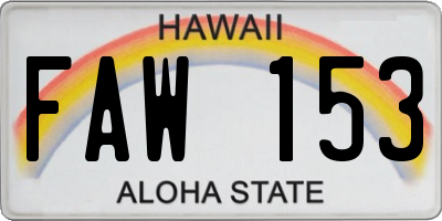 HI license plate FAW153