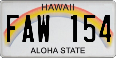 HI license plate FAW154