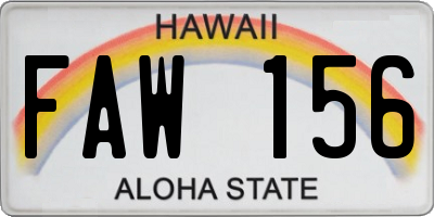 HI license plate FAW156