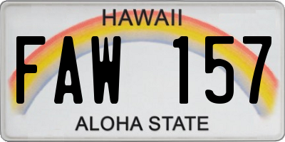 HI license plate FAW157