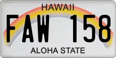 HI license plate FAW158
