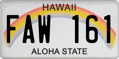 HI license plate FAW161