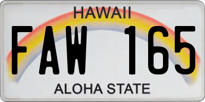 HI license plate FAW165