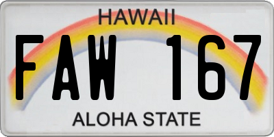 HI license plate FAW167