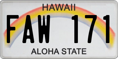 HI license plate FAW171
