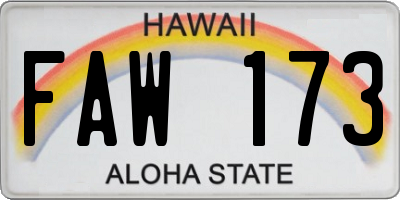 HI license plate FAW173