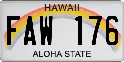 HI license plate FAW176