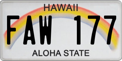 HI license plate FAW177