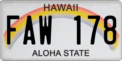 HI license plate FAW178