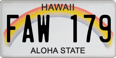 HI license plate FAW179