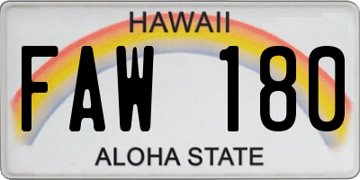 HI license plate FAW180