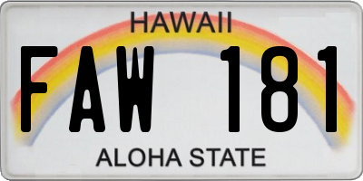 HI license plate FAW181