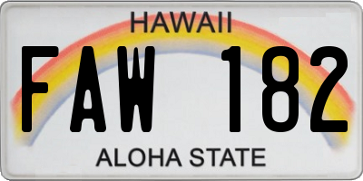 HI license plate FAW182