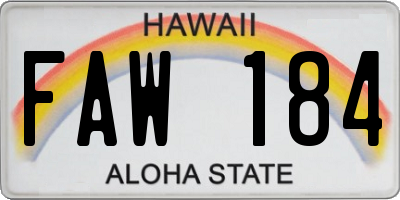 HI license plate FAW184