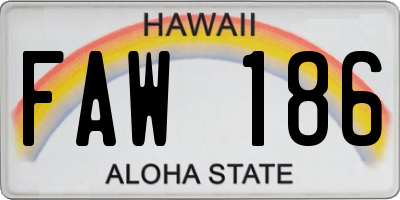 HI license plate FAW186