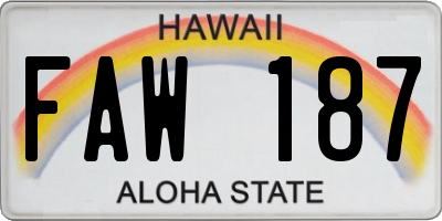 HI license plate FAW187