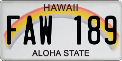 HI license plate FAW189