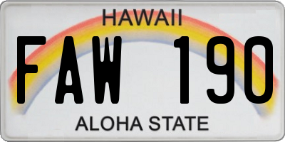 HI license plate FAW190