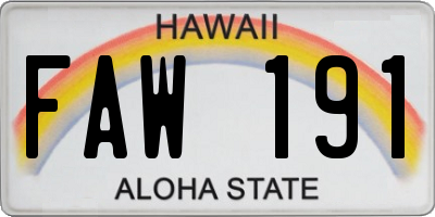HI license plate FAW191
