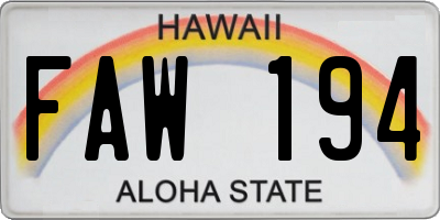 HI license plate FAW194