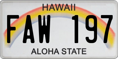 HI license plate FAW197