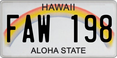 HI license plate FAW198
