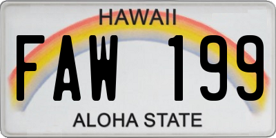 HI license plate FAW199