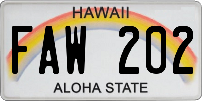 HI license plate FAW202