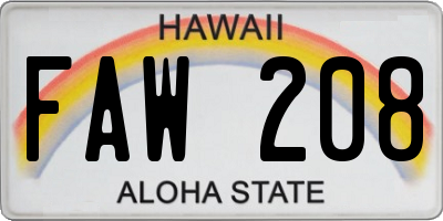 HI license plate FAW208