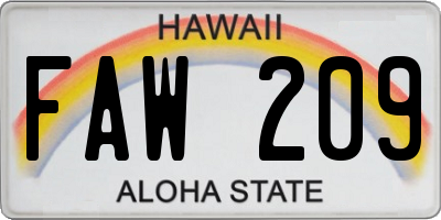 HI license plate FAW209