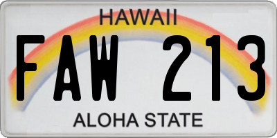 HI license plate FAW213