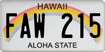 HI license plate FAW215