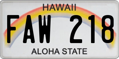 HI license plate FAW218