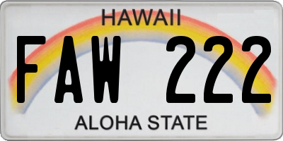 HI license plate FAW222