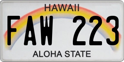 HI license plate FAW223