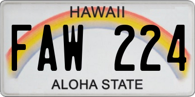 HI license plate FAW224