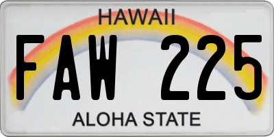 HI license plate FAW225